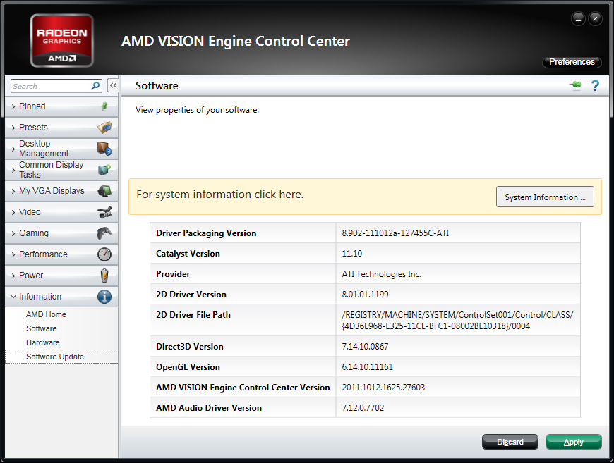 AMD Catalyst 11.10 WHQL Software Version Numbers