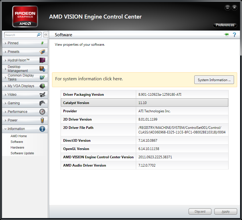 AMD Catalyst 11.10 Preview with newly designed Information Center