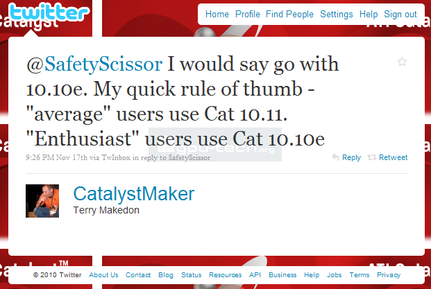 Catalystmaker recommends 10.10e over 10.11 for enthusiasts