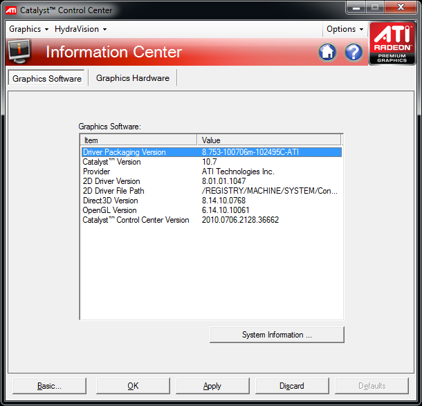 This screenshot from AMDs Catalyst Driver shows the section called information center. Here you can find the exact revisions of each of the main drivers components.